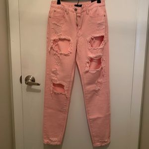 Pink Missguided High Rise Jeans